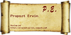 Propszt Ervin névjegykártya